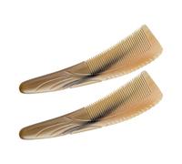 DRESSOOS 2pcs Handmade Ox Horn Curly Hair Comb Set Thickened Curved Design and Fine Teeth, Travel-friendly Detangling Pocket Comb for Men and Women
