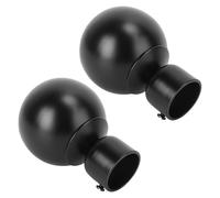 DRESSOOS 2pcs Iron Curtain Rod Decor Finials Window Curtain Rod Ends in Black Iron Material for Living Room and Bedroom Window Decoration