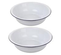 DRESSOOS 2pcs Large White Enamel Bowl Vintage Classic Aesthetic Practical and Stain Resistant Enamelware Mixing Bowl Dough Making Washing Vegetables