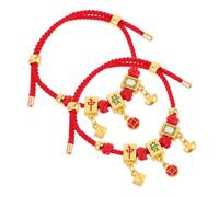 DRESSOOS 2pcs Mahjong Bracelets for Women Vintage Chinese Style Handmade Wristbands with Fortunate Charm Elegant Braided Ankle Accessories for Friends and Mahjong Lovers Symbolic Luck and