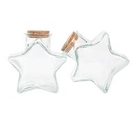 DRESSOOS 2pcs Medium Five-pointed Star Shaped Glass Wishing Bottles with Cork Stoppers, Decorative Drift Bottles for Home Décor and DIY Crafts