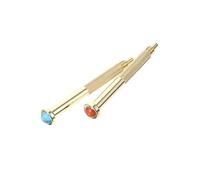 DRESSOOS 2pcs Nail Hand Drill Piercing Tool for Nail Art Lightweight Golden Jewelry Drill for Easy Use and Travel Essential Art Supply with Random Bead Colors