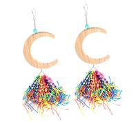 DRESSOOS 2pcs Parakeet Swing Toy Bird Perches for Parrots and Budgies Natural Material Moon-shaped Design for Cage Decoration and Playtime Activities