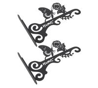DRESSOOS 2pcs Patio Wall Hooks Multi-functionality Rust Resistant Cast Iron Metal Decorative Butterfly Playing on A Flower Shape Wall-Mounted Plant Hangers for Patios and Balconies