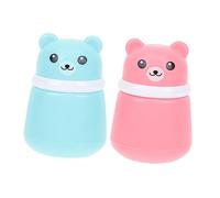 DRESSOOS 2pcs Powder Puff Box Cartoon Bear Shape Talcum Powder Storage Container Makeup Puff Box