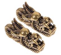 DRESSOOS 2pcs Retro Long Horn Dragon Head Brass Pendant Keychain DIY Charm Set, Sturdy Golden Brass Material, for Keychain Pendants and Bag Embellishments