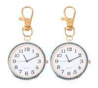 DRESSOOS 2Pcs Rose Gold Pocket Watch Keychain with Large Numerals and Rhinestone Decoration, Clip-On Portable Nurse Fob Watch for and Unisex Use