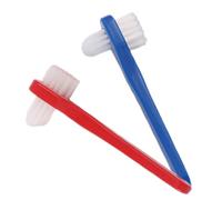 DRESSOOS 2pcs Small Double-Head Denture Toothbrush Set, Blue and Red, Oral Blind Spot Cleaner for Dentures and Retainers, Precision Teeth Cleaning Tool for Oral Care