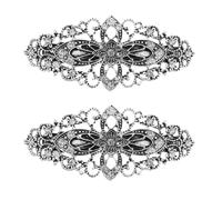 DRESSOOS 2pcs Spring Hair Barrette Clips for Women, Minimalist Black Alloy Hair Accessories with Rhinestones, Flexible Use Cases, for Bridal and Daily Wear