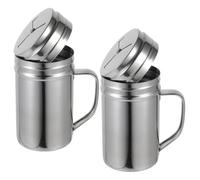 DRESSOOS 2pcs Stainless Steel Salt Jar Shaker Set with Anti-Rust Feature, Kitchen Condiment Bottles for Organizing Seasoning, Silver Metal Pepper Shakers for Home Use