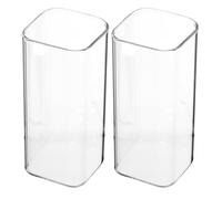 DRESSOOS 2pcs Tall Glass Beverage Cups 400ml Japanese-Style Square Mouth Borosilicate Glass for Coffee Tea Juice at Cafe and Home