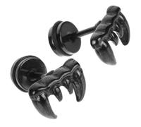 DRESSOOS 2pcs Teeth Earrings Black Stainless Steel Studs Fashionable Casual Modern Style for Christmas Festival Women