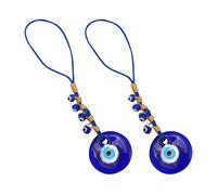 DRESSOOS 2pcs Turkish Blue Evil Eye Wall Hanging Ornaments Hamsa Design, Colored Glaze Decorative Accessories and Protective Charms for Home Décor Or Car Interior