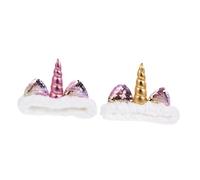 DRESSOOS 2pcs Unicorn Hairband for Face Washing Elastic Headband Sparkling Details for Girls Hair Accessories and Unicorn Themed Parties