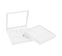 DRESSOOS 2Pcs White Empty Eyeshadow Case with Compartments and Transparent Window Magnetic Closure Makeup Organizer Box for Single Color Eyeshadow Blush Powder Cosmetic Storage Container