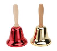 DRESSOOS 2pcs Wooden Handle Hand Bells Jingle Bells for Restaurant Hotel Kitchen Service