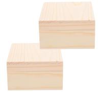 DRESSOOS 2pcs Wooden Storage Boxes with Lids for Home and DIY Use, Easy to Open Practical Wood Recipe Boxes in Khaki Colour, for Organising Trinkets and Craft Items