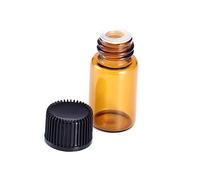 DRESSOOS 30 Pcs 5ml Mini Glass Amber Bottles Black Lids Stylish Essential Oil Containers for Travel Perfume Storage Business