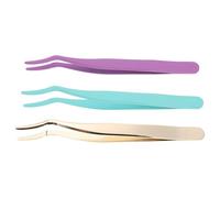 DRESSOOS 3pcs Assorted Colour Stainless Steel Eyelash Extensions Tweezers Kit for Applying False Lashes, Suitable for Professional Beauty Salon Use and Personal Use