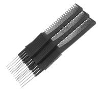 DRESSOOS 3pcs Black Carbon Fiber Anti-static Rat-tail Combs for Hair Styling Durable and Practical Hairdressing Tools for Men and Women for Fine Tooth Sectioning and Teasing