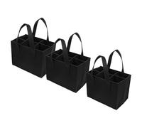 DRESSOOS 3pcs Felt Wine Carrier Tote Bag with 6 Compartments and Detachable Divider, Large Capacity Portable Wine Bottle Storage Bag with Handle for Business Occasions and Hotel Events