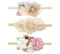DRESSOOS 3pcs Flower Headbands for Babies, Fashionable Floral Cloth Hair Bands, Practical and Decorative Hair Accessories for Photo and Party