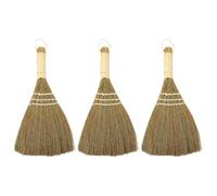 DRESSOOS 3Pcs Large Handmade Desktop Whisk Broom Set, Portable Dust Removing Hand Brooms for Home and Kitchen Cleaning, Short Handle Desk Sweepers for Dust and Debris