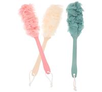 DRESSOOS 3pcs Long Handle Bath Brush Set with Soft Pe Mesh for Rich Bubbling and Exfoliating, Creative Appearance Design Back Scrubber Suitable for Home Bathroom Use Random Color