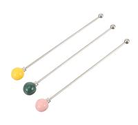 DRESSOOS 3pcs Metal Stirring Rods Reusable Wear Resistant Bar Tool Candy Colour Swizzle Sticks Creative Decorative Drink Stirring Sticks for Cocktails and Coffee Random Color