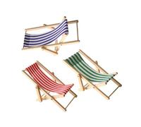 DRESSOOS 3pcs Miniature Dollhouse Folding Wooden Beach Chairs Compact Foldable Mini Deck Chairs for Seaside Model Solid Wood Dollhouse Furniture Accessories