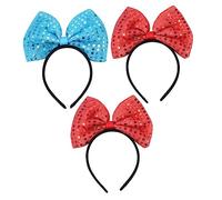 DRESSOOS 3pcs Shiny Sequin Bow Headband for Christmas Parties Fun Hair Accessories for Women and Girls Unique Stretchy Design Random Colors Holiday Decorations