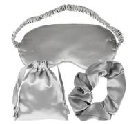 DRESSOOS 3pcs Sleeping Eye Mask with Hair Scrunchies and Drawstring Pouch Lightproof Silk Sleep Mask for Insomnia Relief Stress Reduction Travel and Meditation Comfortable Soft Eye Cover