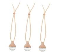 DRESSOOS 3pcs Teardrop Glass Car Air Freshener Pendant Refillable Diffuser Bottles with Wood Lid Essential Oil Hanger for Auto Ornaments Fragrance for Vehicles and Home Decor