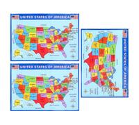 DRESSOOS 3pcs United States Map Poster Set on UV Paper, Decorative Art and Educational Tool for Office and Teaching, Stylish Geography Wall Maps, Home and Classroom Decoration