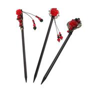DRESSOOS 3pcs Vintage Wooden Hair Sticks Tassels Elegant Retro Hairpins for Women Traditional Chinese Hair Accessories for Weddings and Parties Japanese Style