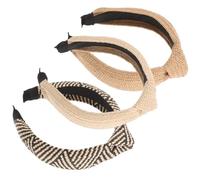 DRESSOOS 3pcs Wide Knotted Raffia Headbands for Women and Lightweight Fabric Hairbands with Delicate Design, Stylish and Beautiful Headdresses for Shopping and Parties