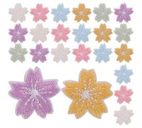 DRESSOOS 48Pcs Self-Adhesive Cherry Blossom Embroidered Patches, Small Floral Polyester Embroidery Stickers for Scrapbooking, Handbook Decoration, Spring Flower Fabric Appliques