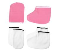 DRESSOOS 4pairs Hand Mask and Foot Mask Cover of Nail Art Gloves and Foot Covers for Hand Care Protective for Paraffin Wax Bath Gloves and Wax Bath for and Pedicure Use