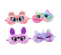 DRESSOOS 4Pcs Cartoon Animal Eye Mask Multifunctional Sleeping Mask for Vibrant Furry Blindfolds Owl Rainbow Cat Colorful Bear Comfortable Light Blocking Eye Cover for Travel and Sleep