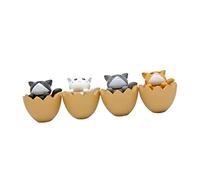 DRESSOOS 4pcs Cat Figurines Set Mini Eggshell Cat Statues DIY Micro Landscape Animal Figure Desktop Ornament Educational PVC Toy