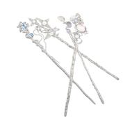 DRESSOOS 4pcs Chinese Metal Hair Chopsticks with Moonstone Tassel Retro Updo Chignon Pins for Women Elegant Hanfu Bun Holders Contemporary Vintage Hair Accessories