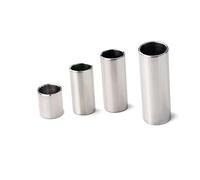 DRESSOOS 4pcs Chromed Steel Guitar Slides Set R35 Finger Tubes for Steel String Guitar 28mm 51mm 60mm 70mm Silver Blues and Bass Slide