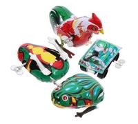 DRESSOOS 4Pcs Cochain Animal Wind-up Toys for Boy Girl Vintage Style Early Playthings Iron Design for Boys and Girls Stimulates Hand-eye Coordination Random Colors