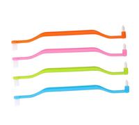 DRESSOOS 4pcs Ergonomic Double Head Toothbrush Interspace Brush for Wisdom Teeth Gum End Tuft Portable Compact Toothbrush for Travel
