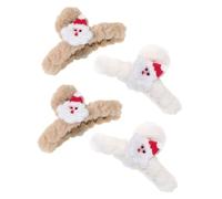 DRESSOOS 4pcs Fuzzy Christmas Hair Clip for Girls Large Plush Hair Claw Clip Cute Accessories for Women Non-slip Fluffy for Thin