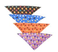 DRESSOOS 4pcs Halloween Themed Pet Bandana Breathable Triangle Scarves for Dogs and Cats Stylish Pet Accessories for Halloween Parties and Celebrations Comfortable and Functional Design
