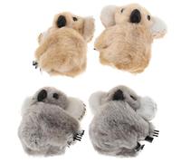 DRESSOOS 4pcs Koala Hair Clamps Mini Fuzzy Hair Claw Clips Lambswool Material Brown Colour Creative Elegant Style Practical Daily Use Sturdy Design for Female Friends