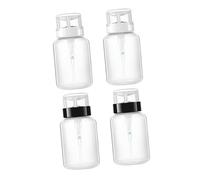 DRESSOOS 4pcs Nail Polish Remover Push Down Bottles Transparent Plastic Dispensers for Nail Art and Makeup Salon with Label Stickers Leak-resistant Design