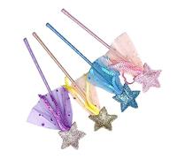 DRESSOOS 4pcs Star Pentagram Fairy Wand Cat Teaser Stick Interactive Toy for Kitten Plaything