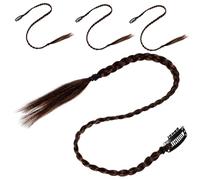 DRESSOOS 4pcs Synthetic Braided Ponytail Extension Long Fake Hair for Braids Curly Ponytail Hair for Women Stylish Braided Design Clip Design Suitable for Parties and Daily Use